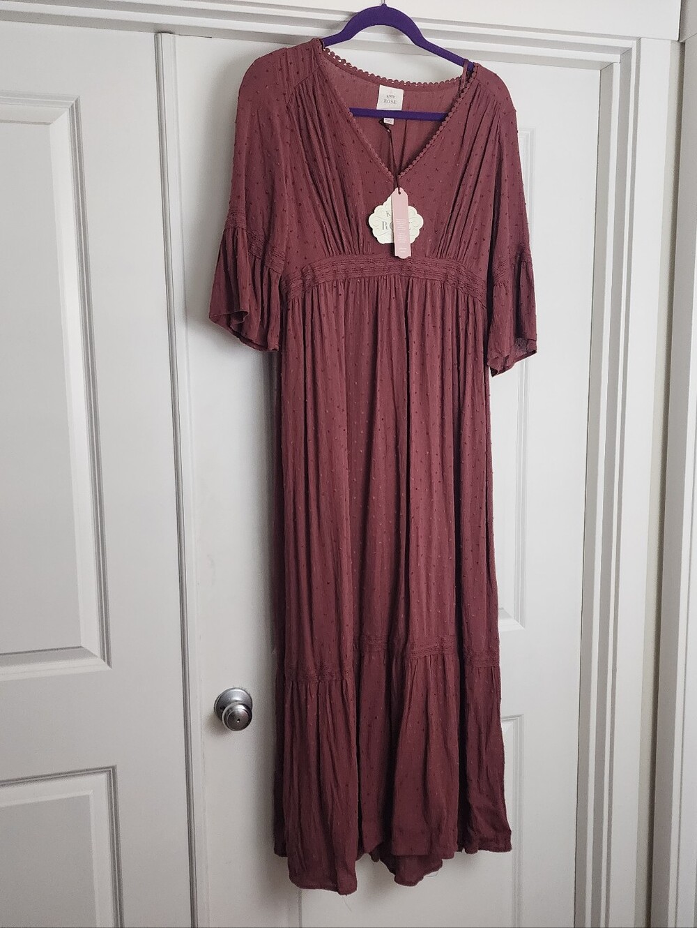 NWT Knox Rose Boho V-Neck Mauve Women’s Maxi Dress